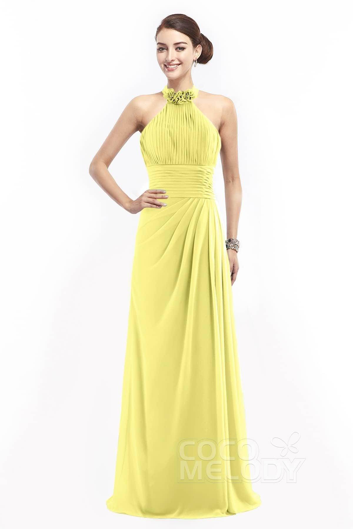 Sheath Floor Length Chiffon Bridesmaid Dress COZF14020 - COCOMELODY